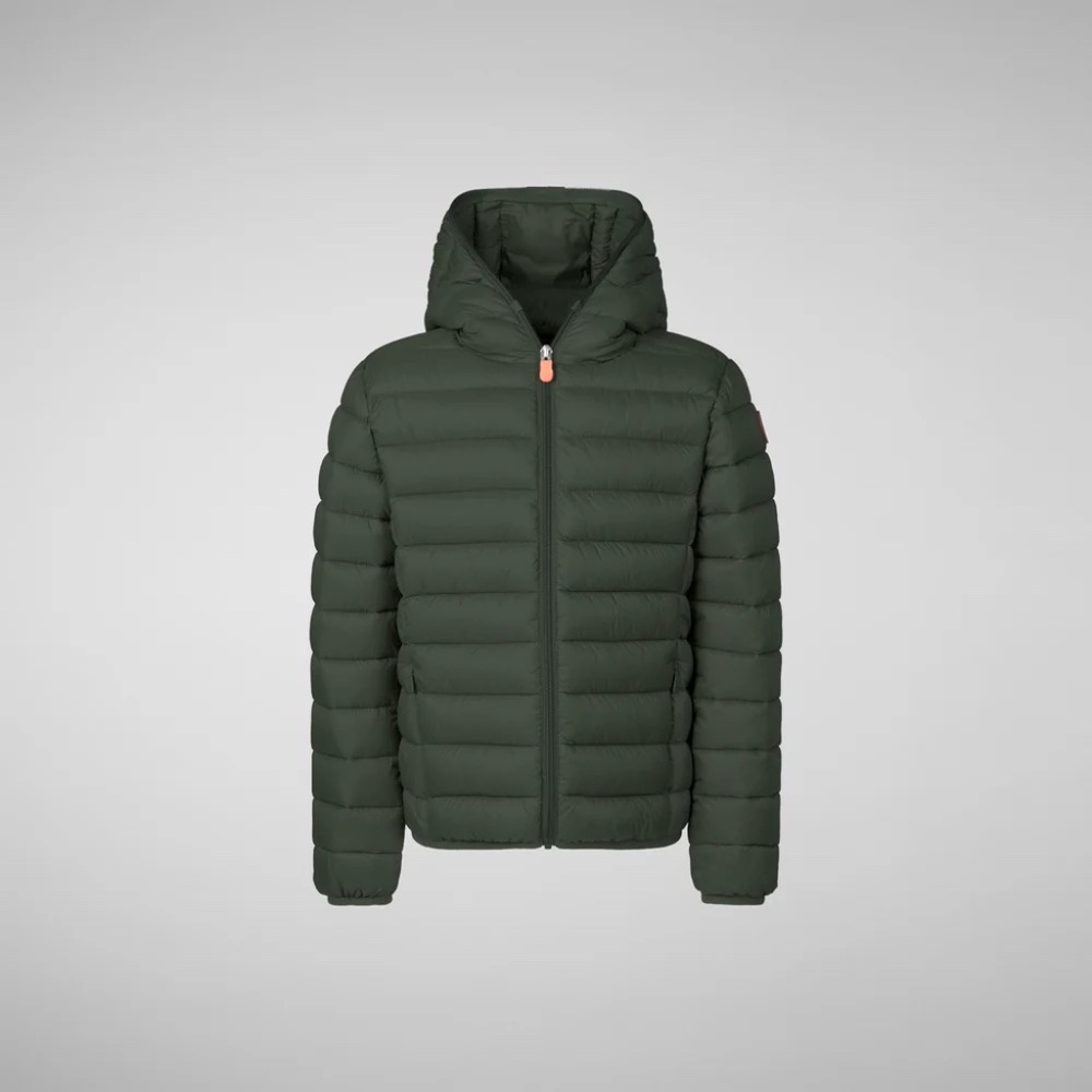 NEW Save the Duck HOODED ANIMAL FREE PUFFER JACKET DONY LAND GREEN 4